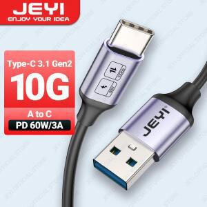 JEYI USB A to C 타입 케이블 60W 고속 충전 10Gbps 데이터 코드 충전기, 삼성호환에 적합한 샤오미호환 HT