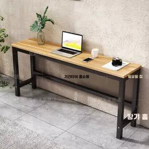 창가 테이블 책상 사이드 슬림 월넛/블랙 거실 협탁 100x30x74cm 간이 틈새