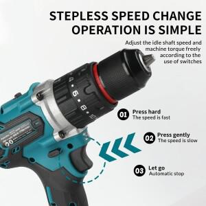 슈퍼팬 13mm 척 무선 브러시리스 임팩트 드릴 487 충전식 전동 공구 (마키타 18V 배터리 호환)