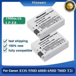 1900mAh LP-E8 배터리 충전식 및 Canon EOS Rebel T3i 600D 550D Kiss X5 X6 용 듀얼