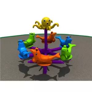 회전 목마 놀이터 6인 야외 그레이 놀이기구 버섯