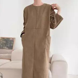 여자 골덴 투포켓 털기모 빅사이즈 겨울 슬릿 롱원피스 (42356149)