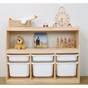 선반 원목 자작나무 책장 낮은 장난감 교구함 교구장