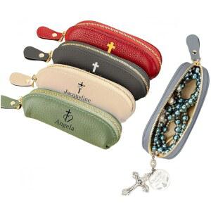 개인화된 이름 크로스 로지 백 파우치 휴대용 멀티컬러 미니 가죽 동전 지갑, 액세서리 보관 파우치, 그녀 / 엄마 가족 친구를 위한 기독교 선물