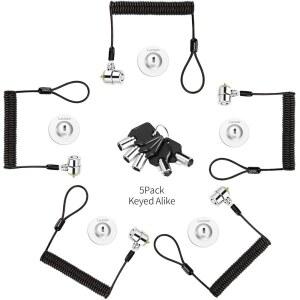 로라다르 키드 5팩 보안 하드웨어 케이블 잠금 키트, 탈착식 휴대용 노트북 5키 6.2피트 모니터, 노트북, 맥북, 태블릿, , 맥 미니,