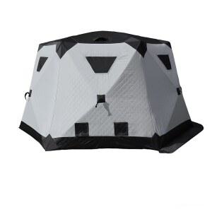 스토브 잭과 바닥에 쉼터가 캠핑 휴대용 겨울 낚시용 단열층 샨티 낚시 육각형 얼음 210D 텐트 팝업 천 ICES 옥스포드 812인용