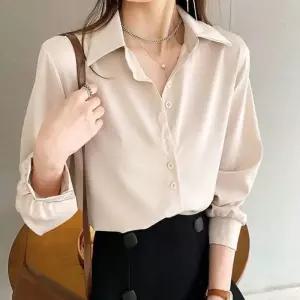 [라일리여성의류] Rly 셔츠 긴팔 심플 오피스룩 쉬폰 블라우스