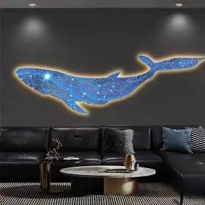 LED 고래 액자 거실 대형 발광 그림 풍수 장식 황금고래 램프