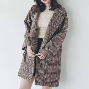 [라일리여성의류] Rly 여자 루즈핏 모직 체크 자켓 아우터