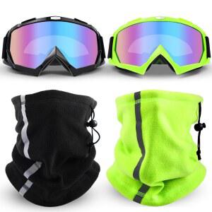 남성용 가이저레일리 4팩 스키 고글 여성용 스노우 겨울용 목 게이터 워머 세트 또는 스노보드 모터사이클 안경 반사 페이스 커버