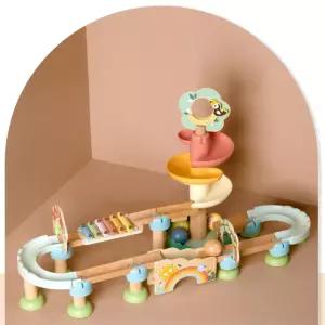 흥미유랄 집중력향상 원목 구슬트랙 타워만들기 실로폰소리 유아