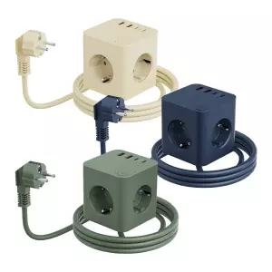 3구 고용량 4000W 플러그 스위치형 1.8M 전선 멀티탭 USB-C타입 AMT-06 3color