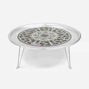 레트로 양은 꽃밥상 할머니밥상 접이식 원형 시골밥상 가벼운 감성 식당 술상 캠핑 업소