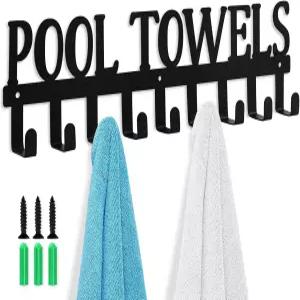 수영장 타월 걸이 금속 야외 온수 욕조 랙 벽걸이 목욕 가운 수영복 코트 비치 가방 열쇠용 9 후크 홀더