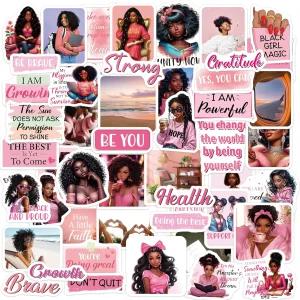 블랙 걸 비전 보드 스티커 여성용 핑크 확언 기도 용품 50개 저널 스크랩북 플래너 노트북용 영감 성인