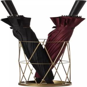 입구용 빈티크와이즈 골드 우산 홀더 스탠드 드립 워터 트레이 포함 실내 및 실외 수직 지팡이