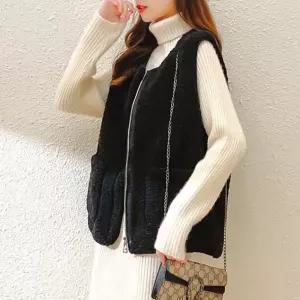 라운드 베스트 연베이지 블랙 겨울코디 뽀글이 포켓 eCX2+7UID