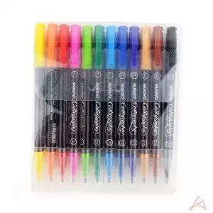 쌍두 서예 펜 12p 세트 색상 문구 레터링 손편지 앨범 스크랩북 장식 미술