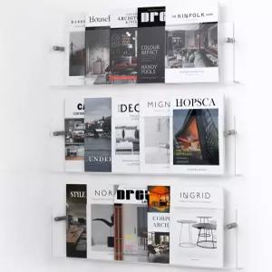 XOHYW 클리어 아크릴 브로셔 홀더 벽걸이 3단 걸이식 책장 매거진 랙 대기실 거실 사무실 홈 디스플레이용