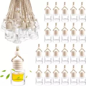 50개 자동차 에센셜 오일 걸이 병 빈 공기 청정기 디퓨저 향수 유리 펜던트 아로마테라피 인테리어 장식