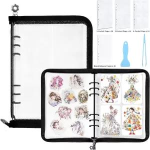 Mlife 스티커 정리함 바인더 보관함 재사용 가능한 북 컬렉션 앨범 A5 책 클리어 빈 릴리스 페이퍼 트위저