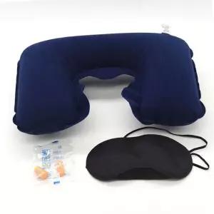 [콩심팥심]비행기목베개 기내용 휴대용 편한수면 벨벳소재 에어펌프베개