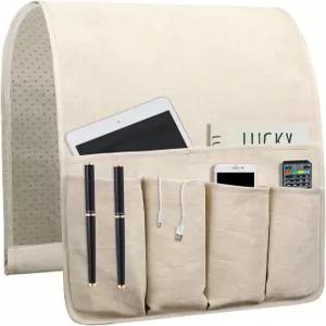 NB 소파 팔걸이 정리 원격 홀더 침대 옆 캐디 정리함 5포켓 미끄럼 방지 리모컨 암체어 액세서리(베이지 35