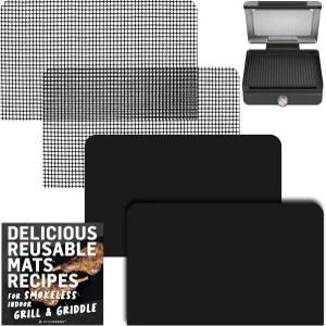 닌자 지글 실내 그릴 및 GR101용 재사용 매트 조리 그릴용 뚜껑이 있는 전기 액세서리 INFRAOVENS의 논스틱