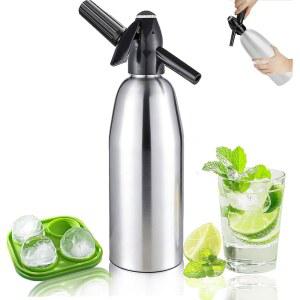 소다 사이펀, 1리터 탄산음료 제조기 탄산음료 제조기, 가정 및 실외용 휴대용 탄산음료 제조기, 칵테일 DIY 탄산음료용 알루미늄 탄산음료 기계, 8그램 CO2 카트리지 사용(포함되지 않음)