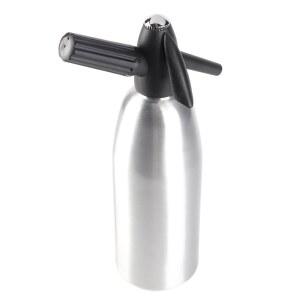 1L 소다 시폰 병, 휴대용 레트로 합금 소다 시폰, 음료 칵테일용 압력 조절기가 있는 탄산 셀처 워터 메이커(실버)