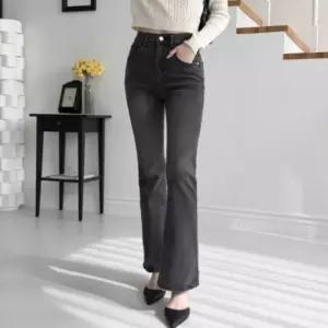 [신상오픈런]여성 심플 워싱 하이웨이스트 세미부츠컷 청바지 (42238921)