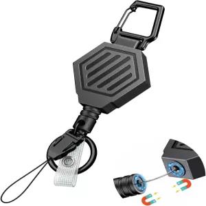 자기 폐쇄 전술 ID 배지 홀더 릴이 있는 유니라이프 헤비 듀티 리트랙터블 키체인 최대 16온스 카라비너