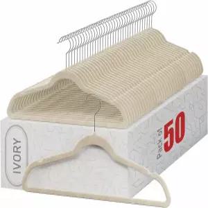 홈잇 프리미엄 벨벳 옷걸이 50팩 - 보리 수트 논슬립 옷장 재킷 셔츠 바지 및 정장용 헤비 듀티 후크