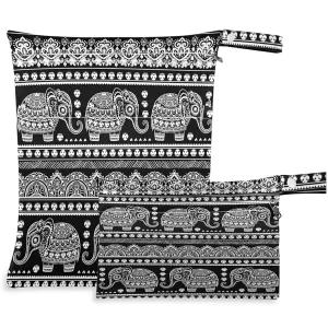 여행 해변 탁아소 유모차 기저귀 더러운 체육복 젖은 수영복 화장실용 지퍼 포켓이 있는 검은색 2Pcs 가방