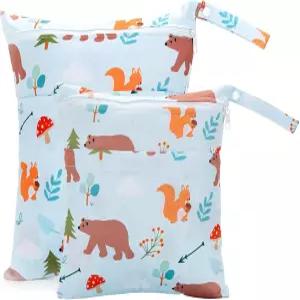 피마스카 2팩 습식 드라이백 방수 세탁 가능 여행 가방 기저귀 집 목욕 해변 수영복 요가 체육관 지퍼 포켓