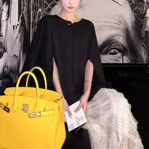 엘럽 여친 검정 면 셔링 자켓 미스 코튼 라운드 케이프 코트 정장 원템1