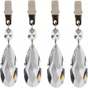 금속 클립 크리스탈 유리 눈물방울 펜던트 테이블보 무게 4개 유톤 팩