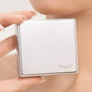 플레잉케어 페이스 오일 블로팅 종이 시트 스펀지 패드와 거울이 있는 정교한 실버 컴팩트 얼굴 여분의