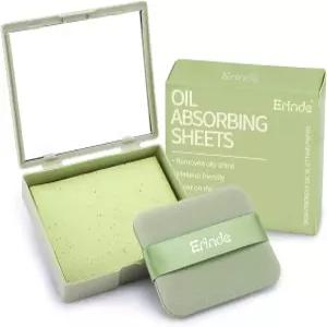 거울과 퍼프가 있는 얼굴용 에린데 오일 블로팅 시트 지성 피부용 100매 페이퍼 얼굴 흡수 천연 컨트롤