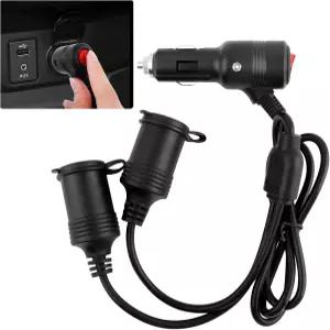 스위치 및 방진 캡이 있는 3피트 1구/2구 차량용 시가 라이터 연장 코드 15A 퓨즈 포함 케이블이 12V 소켓