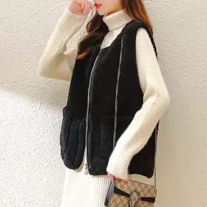 라운드 베스트 연베이지 블랙 겨울코디 뽀글이 포켓 oTf6+3KUS