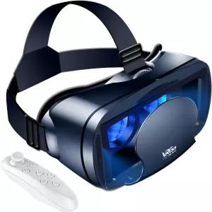 3D VR 헤드셋 가상 현실 안경 헬멧 컨트롤러와 호환되는 5.0-7.0인치 모바일 게임 및 영화용(블랙)