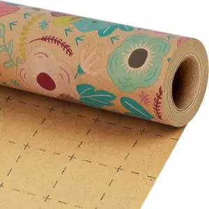 바이오브라운 크래프트 플로럴 포장지 롤 - 17인치 X 33피트(47평방피트) 야생화 디자인 발렌타인데이