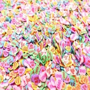 작은 대화 하트 믹스 폴리머 클레이 발렌타인 슬라이스 미니어처 인형의 집 디저트 장식 가짜 캔디 네일