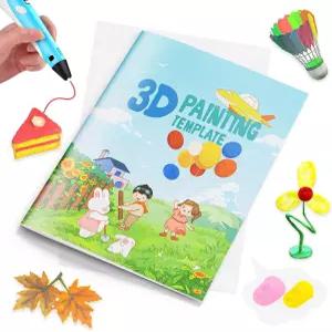 데이커 3D 프린팅 드로잉북 40개의 오리지널 패턴 페인팅 그래피티 템플릿 재사용 가능한 펜 두꺼운 종이