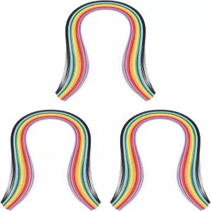 PATIKIL 360pcs 퀄링 페이퍼 스트립 플라워 키트 1/8(3mm) 오리가미 종이 초급 아트 크래프트 15(39cm)