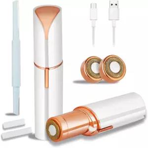윤미스 여성용 얼굴 제모 남성용 전기 무통 장치 교체 헤드 2개 포함 USB 충전식 레이디 페이스 면도기