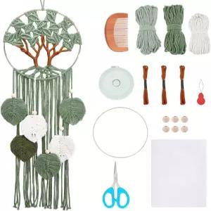 ACRNIGETT 트리 오브 라이프 드림 캐처 마크라메 키트 초보자용 리브 벽걸이 장식과 비디오 튜토리얼 수제