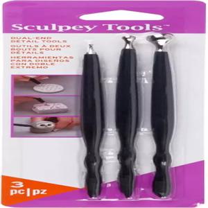스컬피 도구 듀얼 엔드 디테일 - 3pc 세트 다양한 유형의 점토 폴리머 오븐 베이크-에어 건식 조 공예