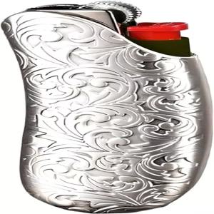 메탈 라이터 케이스 호환 BIC 표준 J6 - 내구성이 뛰어난 커버 및 홀더 파우치 펄 화이트 빈티지 디자인